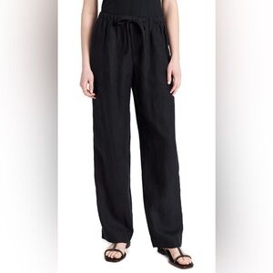 Vince Women's Mid Waist Tie Front Pull On Black Pants Size Large NWOT